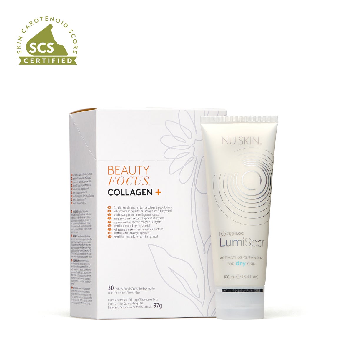 Balík Beauty Focus Collagen+ a ageLOC LumiSpa Activating Face Cleanser Suchá Pleť Balík Beauty Focus Collagen+ a ageLOC LumiSpa Activating Face Cleanser Suchá Pleť