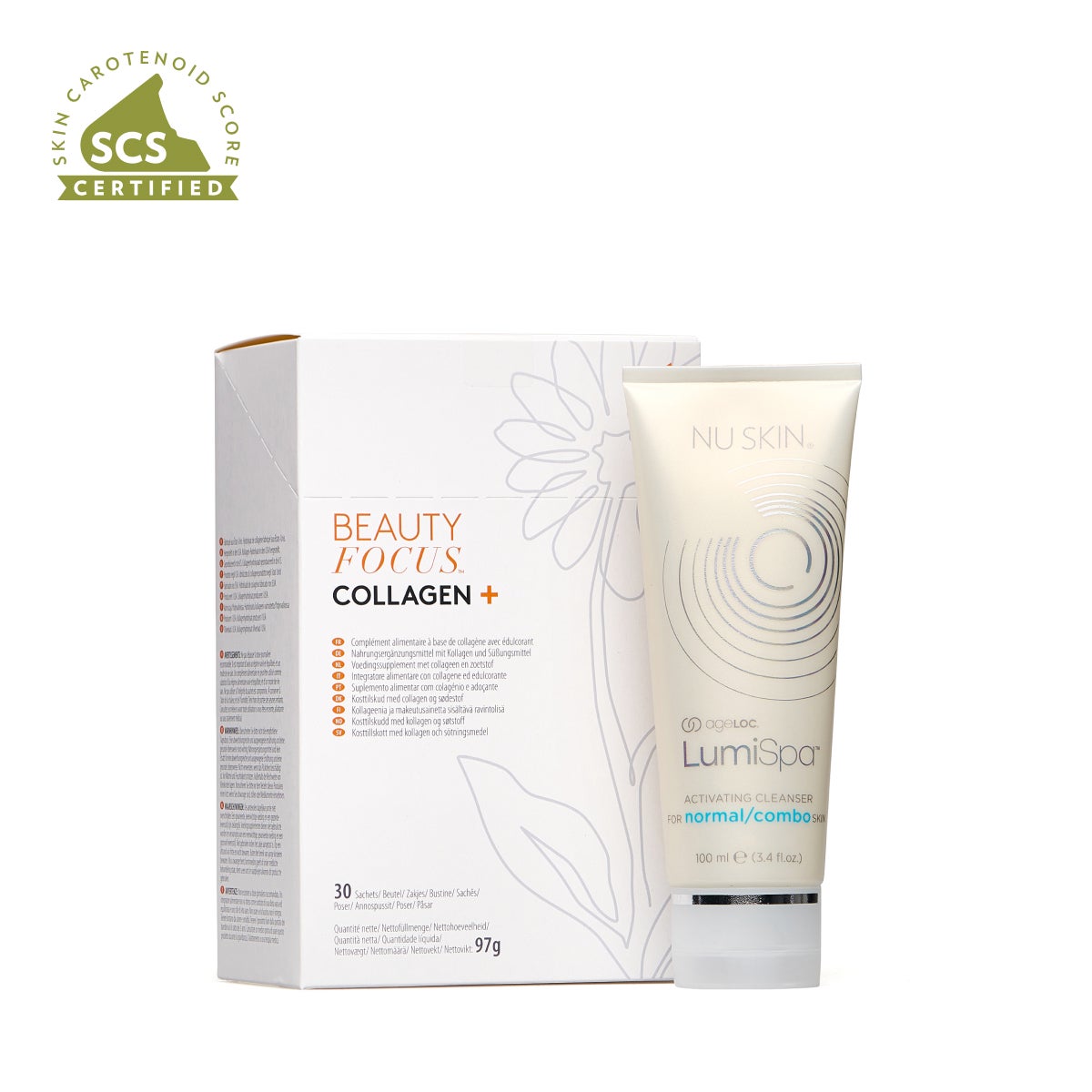 Balík Beauty Focus Collagen+ a ageLOC LumiSpa Activating Face Cleanser Normální Až Smíšená Pleť Balík Beauty Focus Collagen+ a ageLOC LumiSpa Activating Face Cleanser Normální Až Smíšená Pleť